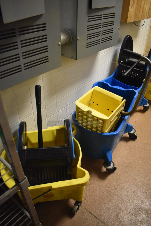 7 Various Poly Mop Buckets w/ 4 Wringing Attachments. Includes 15x13x21. 7 Times Your Bid! (Dishroom Closet) - Image 2 of 6