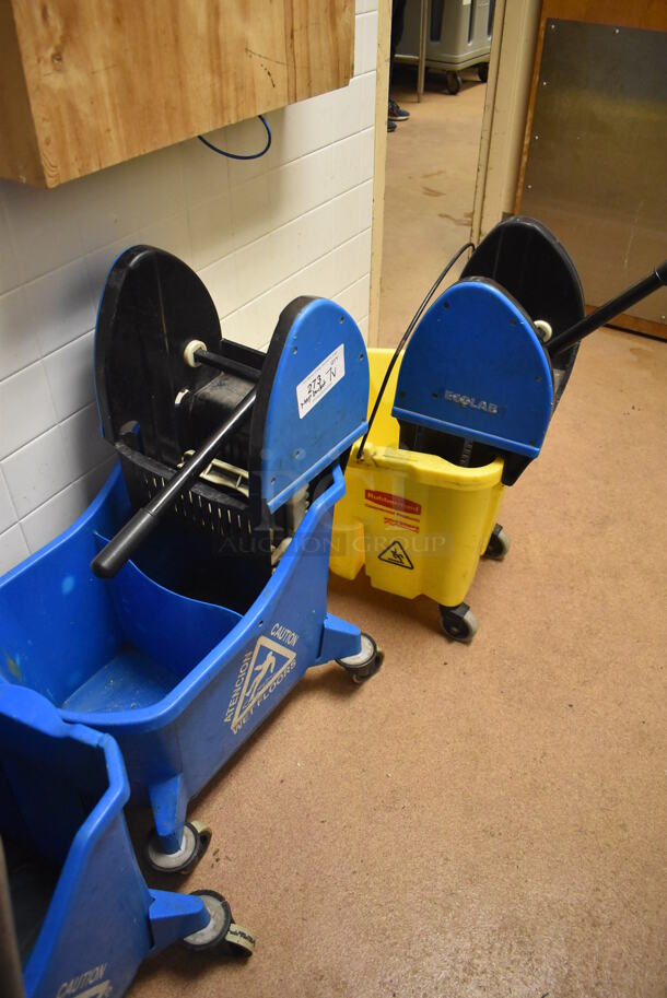 7 Various Poly Mop Buckets w/ 4 Wringing Attachments. Includes 15x13x21. 7 Times Your Bid! (Dishroom Closet) - Image 3 of 6