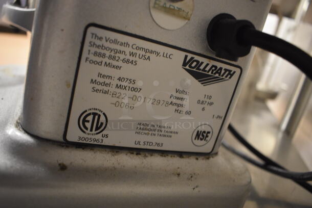 Vollrath MIX1007 Metal Commercial Countertop 7 Quart Planetary Dough Mixer w/ Metal Mixing Bowl, Poly Bowl Guard and 2 Paddle Attachments. 110 Volts, 1 Phase. 12x17x19. Tested and Working! (Restaurant Kitchen) - Image 3 of 6