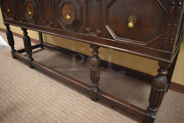 Wooden Counter w/ Marble Countertop, 2 Doors and 1 Drawer. Does Not Come w/ Contents. 78x22x37. (Dining Room) - Image 8 of 10
