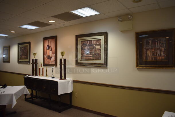 5 Various Pictures Including Buildings and Wine. BUYER MUST REMOVE. Includes 43x1.5x37. 5 Times Your Bid! (Dining Room) - Image 1 of 7