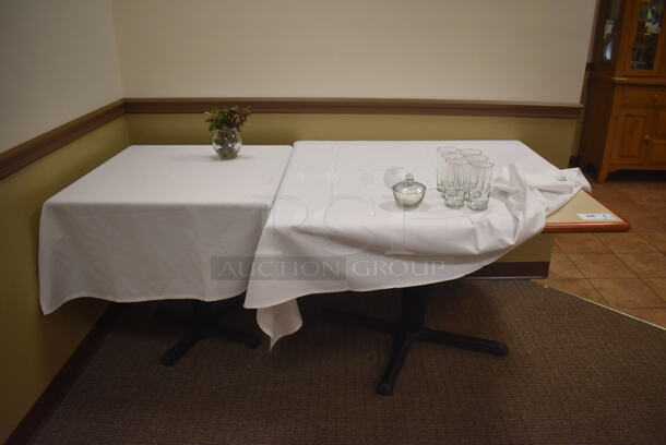 2 Various Dining Tables on Black Metal Table Base. Does Not Include Contents. 42x42x29, 30x30x29. 2 Times Your Bid! (Dining Room) - Image 1 of 4
