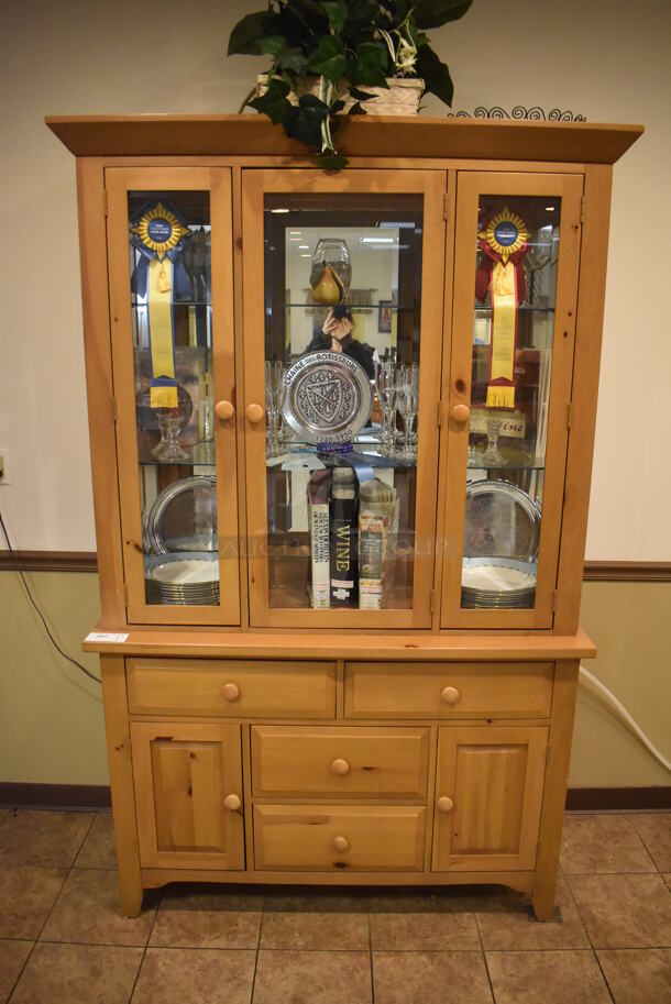 Wooden China Cabinet w/ 4 Drawers and 5 Doors. Does Not Include Contents. 51x18x83. (Dining Room)