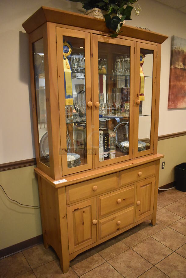 Wooden China Cabinet w/ 4 Drawers and 5 Doors. Does Not Include Contents. 51x18x83. (Dining Room) - Image 2 of 11