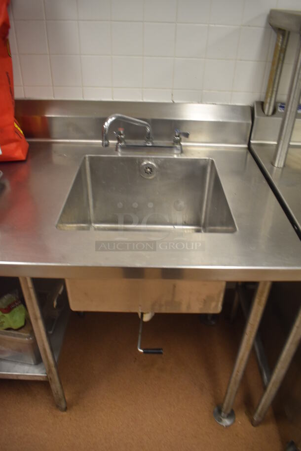 Stainless Steel Table w/ Sink Bay, Back Splash, Faucet, Handles and Under Shelf. BUYER MUST REMOVE. 96x30x42. Bay 18x18x12. (Restaurant Kitchen) - Image 2 of 5