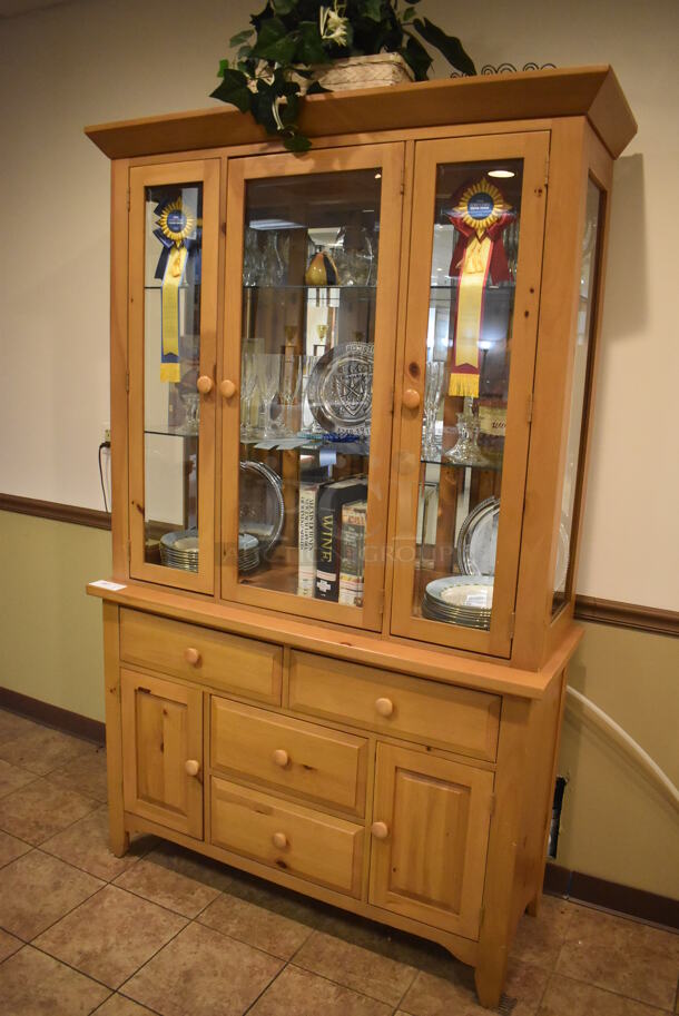 Wooden China Cabinet w/ 4 Drawers and 5 Doors. Does Not Include Contents. 51x18x83. (Dining Room) - Image 3 of 11
