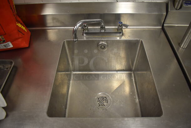 Stainless Steel Table w/ Sink Bay, Back Splash, Faucet, Handles and Under Shelf. BUYER MUST REMOVE. 96x30x42. Bay 18x18x12. (Restaurant Kitchen) - Image 3 of 5