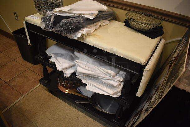Black Wood Pattern 3 Tier Counter. Does Not Include Contents. 38x17x31. (Dining Room) - Image 2 of 3