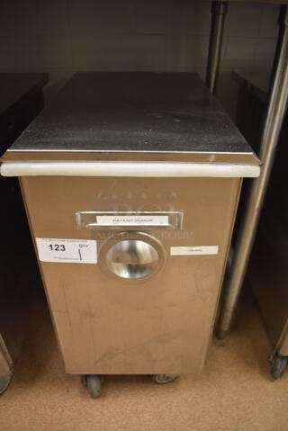 Win-holt Stainless Steel Commercial Ingredient Bin w/ Lid on Commercial Casters. 15.5x27.5x27.5. (Restaurant Kitchen)