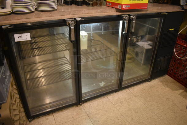 Glastender ND72-R1-GN(LLR) Metal Commercial 3 Door Back Bar Cooler Merchandiser. 115 Volts, 1 Phase. 72x25x35. Tested and Working! (Dining Room) - Image 2 of 8
