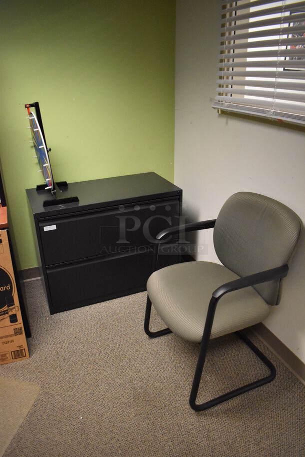 ALL ONE MONEY! Room Lot of Various Items Including Desk, Filing Cabinet and Chairs. Does Not Include Bookshelves on Left Side Wall. BUYER MUST REMOVE. (Offices - Hallway by Facilities Closet) - Image 4 of 6