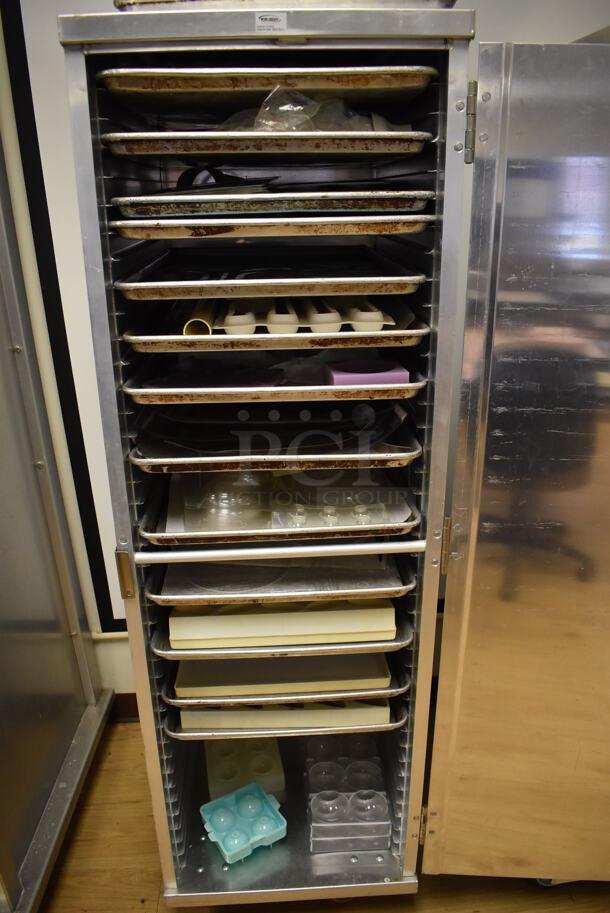 Metal Commercial Enclosed Pan Transport Rack w/ Contents on Commercial Casters. 20.5x28x66. (Computer Demo Lab 2) - Image 3 of 5