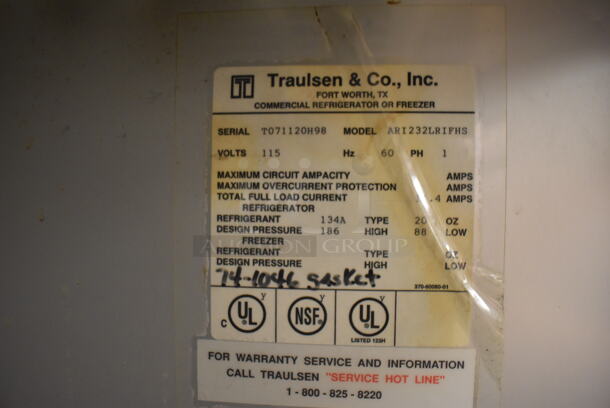 Traulsen ARI232LRIFHS Stainless Steel Commercial 2 Door Roll In Rack Cooler w/ Metal Pan Rack and 2 Ramps. 115 Volts, 1 Phase. 68x40x83.5. Tested and Working! (Restaurant Kitchen) - Image 6 of 7