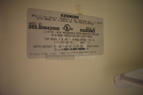 Kenmore 363.60942000 Metal Cooler Freezer Combo Unit. 115 Volts, 1 Phase. 29.5x32x64.5. Tested and Working! (Restaurant Kitchen) - Image 5 of 5