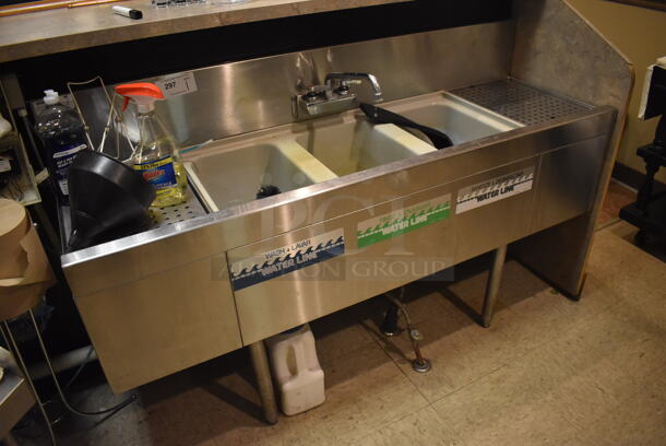 Glastender TSA-60 Stainless Steel Commercial 3 Bay Sink w/ Dual Drain Boards, Faucet and Handles. BUYER MUST REMOVE. 60x19x36. (Dining Room) - Image 2 of 7