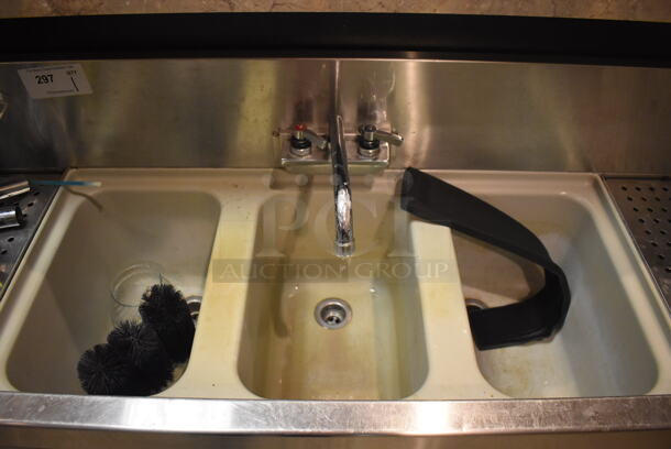 Glastender TSA-60 Stainless Steel Commercial 3 Bay Sink w/ Dual Drain Boards, Faucet and Handles. BUYER MUST REMOVE. 60x19x36. (Dining Room) - Image 4 of 7