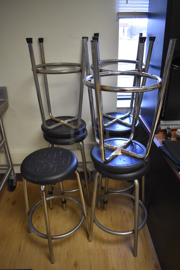 11 Metal Stools w/ Black Seats. 16x16x27. 11 Times Your Bid! (Computer Demo Lab 2) - Image 2 of 4