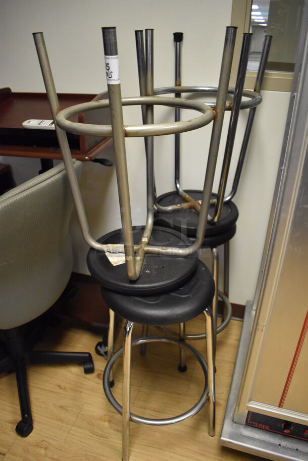 11 Metal Stools w/ Black Seats. 16x16x27. 11 Times Your Bid! (Computer Demo Lab 2) - Image 3 of 4