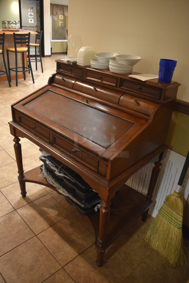 Wooden Secretary Desk. Does Not Include Contents. 36x23x42. (Dining Room) - Image 2 of 6
