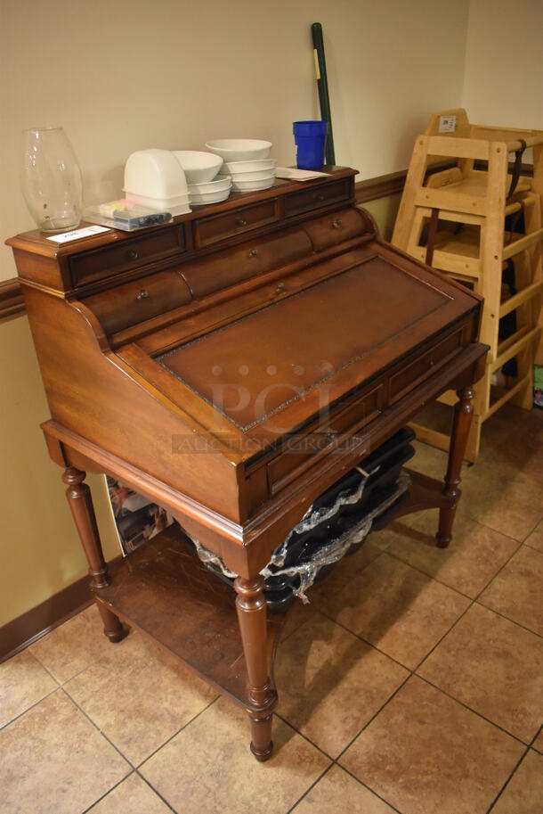 Wooden Secretary Desk. Does Not Include Contents. 36x23x42. (Dining Room) - Image 3 of 6