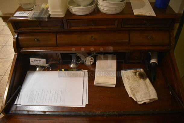 Wooden Secretary Desk. Does Not Include Contents. 36x23x42. (Dining Room) - Image 4 of 6