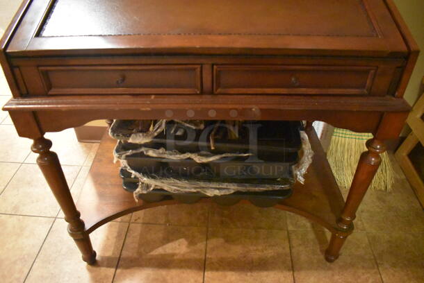 Wooden Secretary Desk. Does Not Include Contents. 36x23x42. (Dining Room) - Image 5 of 6