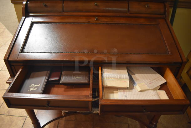 Wooden Secretary Desk. Does Not Include Contents. 36x23x42. (Dining Room) - Image 6 of 6