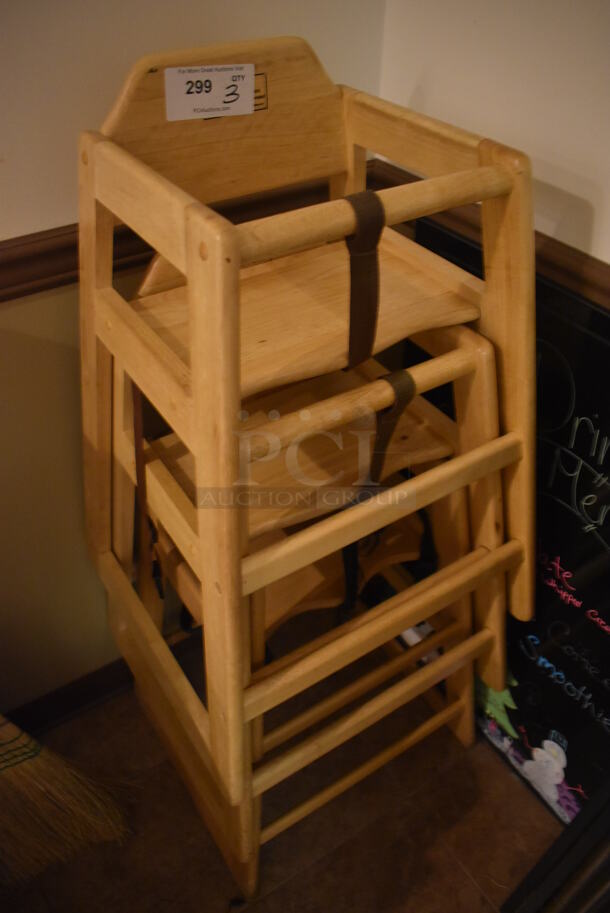 3 Wooden High Chairs. 20x19x30. 3 Times Your Bid! (Dining Room)  - Image 2 of 3