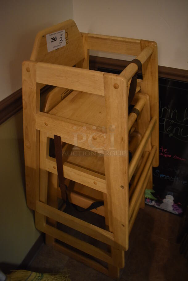 3 Wooden High Chairs. 20x19x30. 3 Times Your Bid! (Dining Room)  - Image 3 of 3