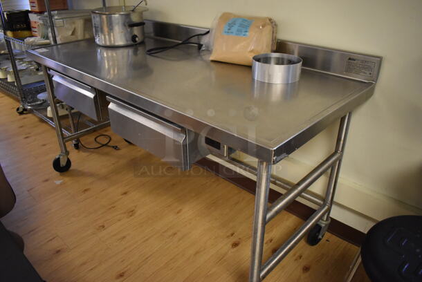 Eagle YT3072-1905-00 Stainless Steel Table w/ Back Splash and 2 Drawers on Commercial Casters. Does Not Include Contents. 72x30x39. (Computer Demo Lab 2) - Image 6 of 6