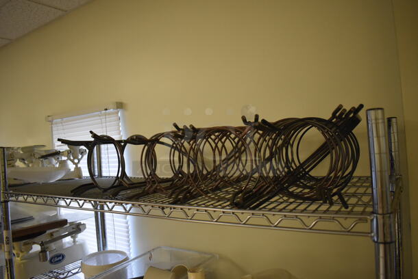 Chrome Finish 4 Tier Shelving Unit on Commercial Casters w/ Contents Including Wire Racks, Cake Stand Pieces, Mixer and Bakery Scale. BUYER MUST DISMANTLE. PCI CANNOT DISMANTLE FOR SHIPPING. PLEASE CONSIDER FREIGHT CHARGES. 48x18x76. (Computer Demo Lab 2)  - Image 2 of 7