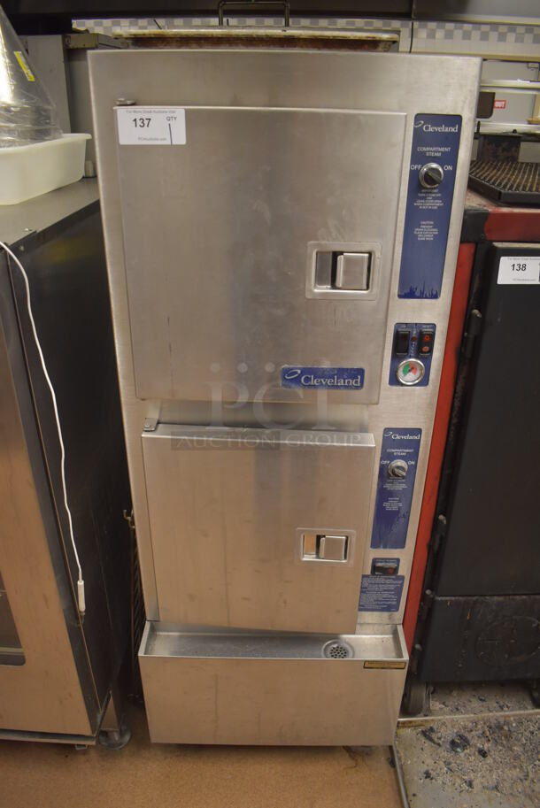 Cleveland Stainless Steel Commercial 2 Deck Steam Cabinet. 24x37.5x65.5. Tested and Working! (Restaurant Kitchen)