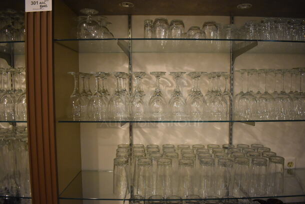 ALL ONE MONEY! Lot of Various Glasses on Shelves. Does Not Include Shelves. BUYER MUST REMOVE. (Dining Room) - Image 3 of 6