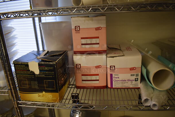 Chrome Finish 4 Tier Shelving Unit on Commercial Casters w/ Contents Including Wire Racks, Cake Stand Pieces, Mixer and Bakery Scale. BUYER MUST DISMANTLE. PCI CANNOT DISMANTLE FOR SHIPPING. PLEASE CONSIDER FREIGHT CHARGES. 48x18x76. (Computer Demo Lab 2)  - Image 5 of 7