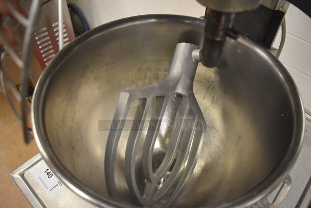Hobart A200 Metal Commercial Countertop 20 Quart Planetary Dough Mixer w/ 2 Metal Mixing Bowls, Bowl Guard and Paddle Attachment on Stainless Steel Equipment Stand on Commercial Casters. 115 Volts, 1 Phase. 16x23x30, 24x30x29. Tested and Working! Metal Commercial Gas Powered Single Door Smoker on Commercial Casters. BUYER MUST REMOVE. 22x30x56. Tested and Working! (Restaurant Kitchen) - Image 4 of 8