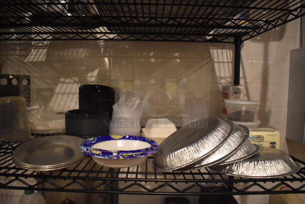 Black Finish Wire Shelving Unit on Commercial Casters w/ Contents Including Ingredient Bins, Metal Bowls and Cutting Boards. BUYER MUST DISMANTLE. PCI CANNOT DISMANTLE FOR SHIPPING. PLEASE CONSIDER FREIGHT CHARGES. 48x24x79. (Demo Kitchen) - Image 5 of 8
