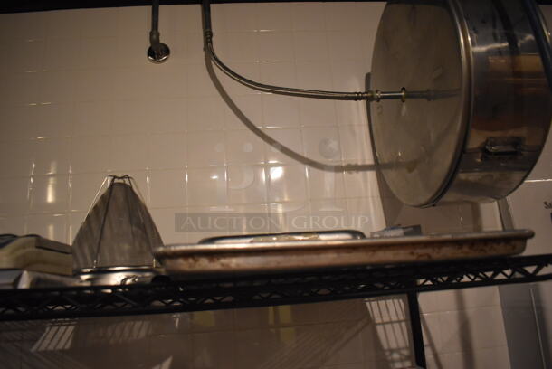 Black Finish Wire Shelving Unit on Commercial Casters w/ Contents Including Ingredient Bins, Metal Bowls and Cutting Boards. BUYER MUST DISMANTLE. PCI CANNOT DISMANTLE FOR SHIPPING. PLEASE CONSIDER FREIGHT CHARGES. 48x24x79. (Demo Kitchen) - Image 8 of 8