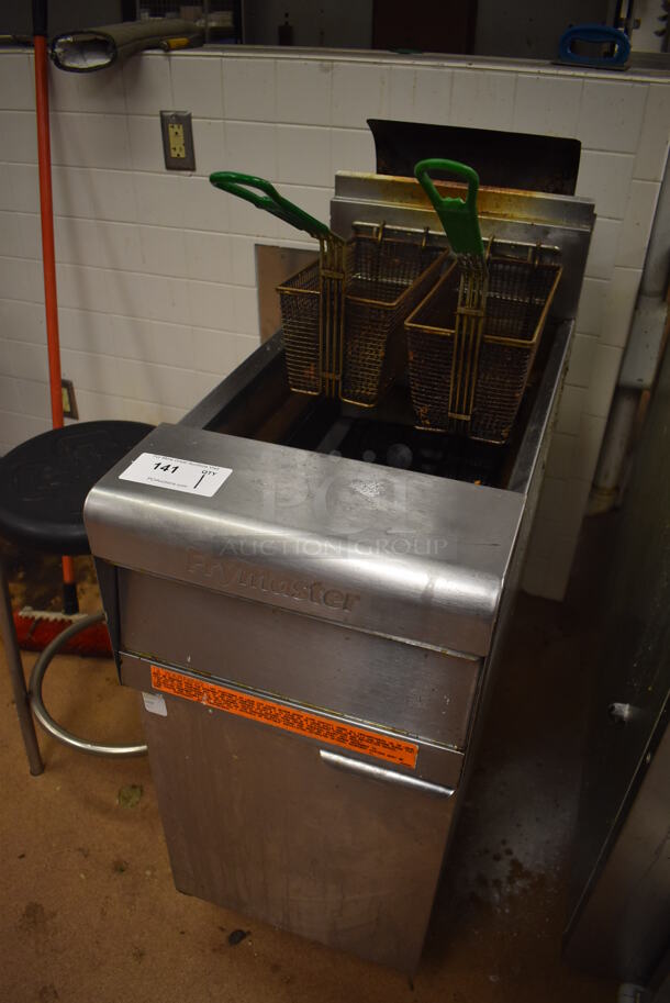 2010 Frymaster PMJ135SD Stainless Steel Commercial Floor Style Natural Gas Powered Deep Fat Fryer w/ 2 Metal Fry Baskets. 110,000 BTU. BUYER MUST REMOVE. 16x32x47. Tested and Working! (Restaurant Kitchen) - Image 3 of 7