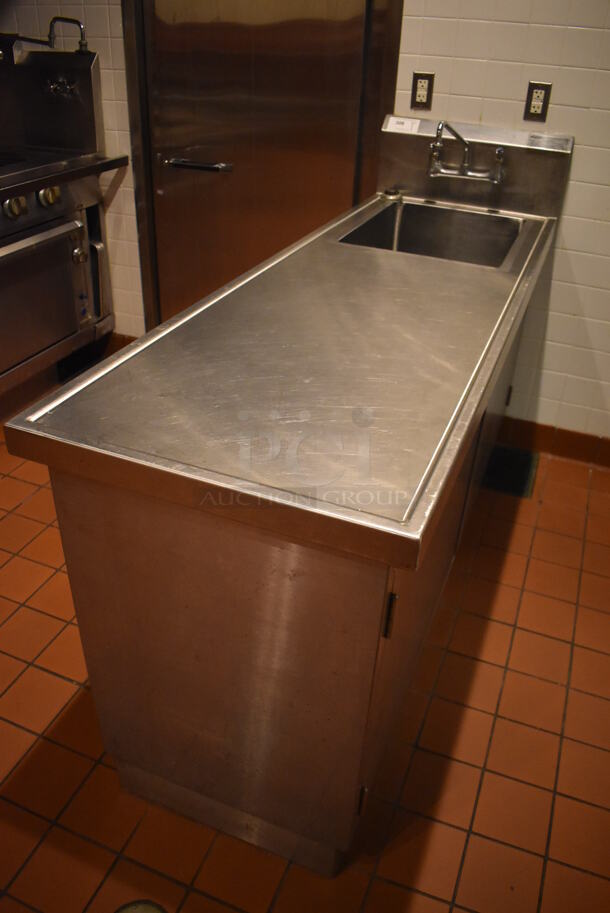 Eagle YCBH2472-0004-00 Stainless Steel Commercial Single Bay Sink w/ Back Splash and 4 Doors. BUYER MUST REMOVE. 24x72x44.5. (Demo Kitchen) - Image 2 of 7