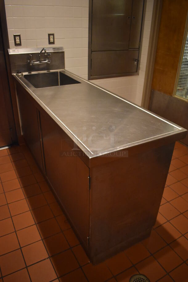 Eagle YCBH2472-0004-00 Stainless Steel Commercial Single Bay Sink w/ Back Splash and 4 Doors. BUYER MUST REMOVE. 24x72x44.5. (Demo Kitchen) - Image 3 of 7