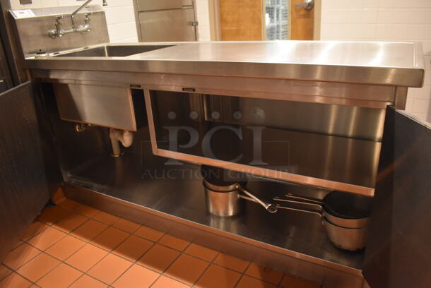 Eagle YCBH2472-0004-00 Stainless Steel Commercial Single Bay Sink w/ Back Splash and 4 Doors. BUYER MUST REMOVE. 24x72x44.5. (Demo Kitchen) - Image 4 of 7