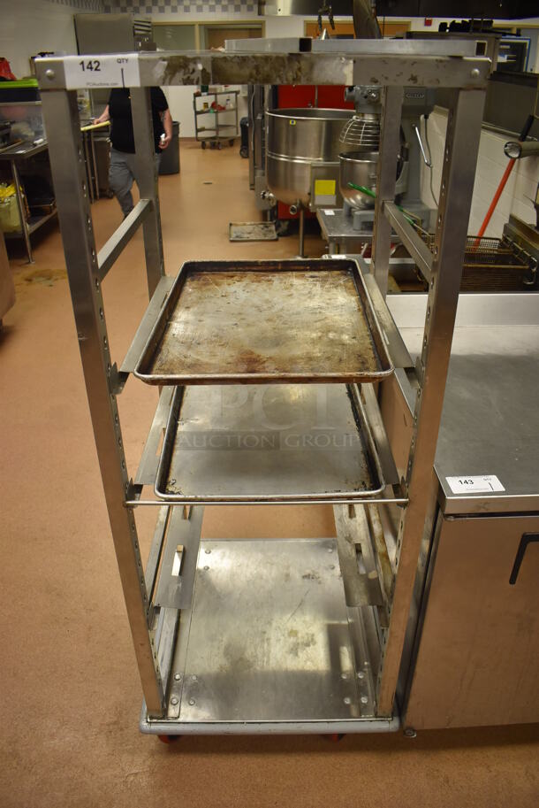Metal Commercial Pan Transport Rack on Commercial Casters. 26x28x64. (Restaurant Kitchen)