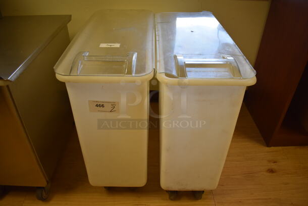 2 White Poly Ingredient Bins on Commercial Casters. 13x29.5x28. 2 Times Your Bid! (Computer Demo Lab 2)