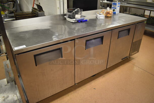 True TWT-93 Stainless Steel Commercial 3 Door Work Top Cooler on Commercial Casters. 115 Volts, 1 Phase. 93.5x32.5x39. Tested and Working! (Restaurant Kitchen)