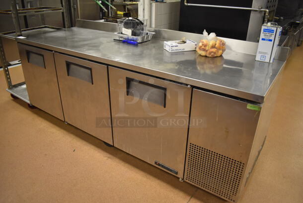 True TWT-93 Stainless Steel Commercial 3 Door Work Top Cooler on Commercial Casters. 115 Volts, 1 Phase. 93.5x32.5x39. Tested and Working! (Restaurant Kitchen) - Image 2 of 6