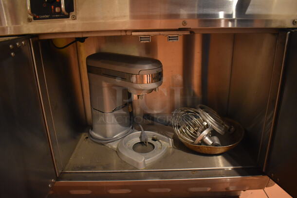 Viking Stainless Steel Commercial Gas Powered Prep Station w/ 4 Burner Charbroiler Style Grill, Oven, 2 Single Induction Burners, 2 Burner Hot Plate Grill, Convection Oven, Salamander Cheese Melter and Waring Mixer. BUYER MUST REMOVE. 87x65x74. Tested and Working! (Demo Kitchen) - Image 3 of 12