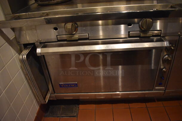 Viking Stainless Steel Commercial Gas Powered Prep Station w/ 4 Burner Charbroiler Style Grill, Oven, 2 Single Induction Burners, 2 Burner Hot Plate Grill, Convection Oven, Salamander Cheese Melter and Waring Mixer. BUYER MUST REMOVE. 87x65x74. Tested and Working! (Demo Kitchen) - Image 7 of 12