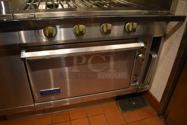 Viking Stainless Steel Commercial Gas Powered Prep Station w/ 4 Burner Charbroiler Style Grill, Oven, 2 Single Induction Burners, 2 Burner Hot Plate Grill, Convection Oven, Salamander Cheese Melter and Waring Mixer. BUYER MUST REMOVE. 87x65x74. Tested and Working! (Demo Kitchen) - Image 9 of 12