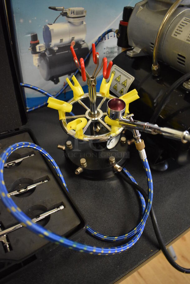 ALL ONE MONEY! Lot of Color Sprayer, Case of Extra Heads and Mini Air Compressor. Tested and Working! (Computer Demo Lab 2) - Image 3 of 7