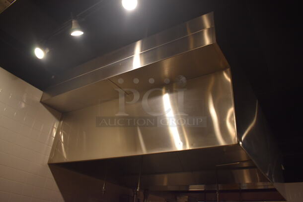 6.5' Aquamatic 5430 AM-SCA-N Stainless Steel Commercial Grease Hood w/ Make Up Air Fan. BUYER MUST REMOVE. 80x54x35, 80x16x12. (Demo Kitchen)